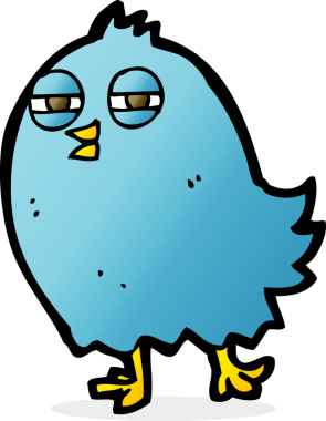 Bir insan tarafından çizilmiş komik çizgi film kuşu.