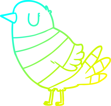 Bir insan tarafından çizilen karikatür kuşunun soğuk gradyan çizgisi