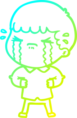 Bir insan tarafından çizilmiş ağlayan bir çizgi film karakteri çizimi.