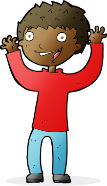 Bir insan tarafından çizilmiş heyecanlı bir çocuk.