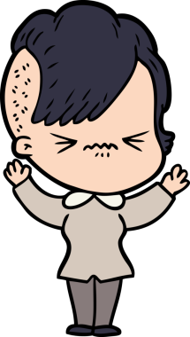 Çizgi film, bir insan tarafından çizilmiş sinirli hippi kız.