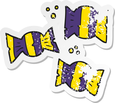 Bir insanın çizdiği cadılar bayramı şekerinin gerilimli yapıştırması.