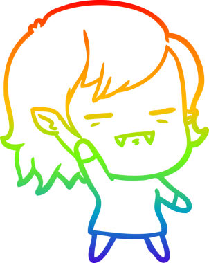 Gökkuşağı gradyan çizgi çizimi Bir insan tarafından çizilen ölümsüz vampir kız çizgi