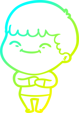 Bir çizgi film karakteri çizen soğuk çizgi bir insan tarafından çizilmiş mutlu çocuk.