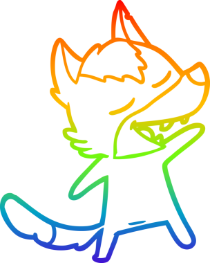 Gökkuşağı gradyan çizgi çizimi bir insan tarafından çizilmiş gülen bir kurt çizgi.