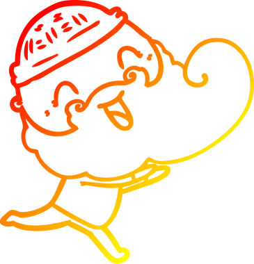 Bir insan tarafından çizilmiş mutlu sakallı bir adamın sıcak çizgisi.