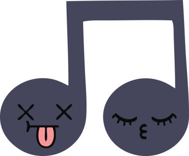 Bir insan tarafından çizilmiş bir notanın düz renkli retro karikatürü