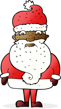 Bir insan tarafından çizilmiş huysuz Noel Baba çizgi filmi.