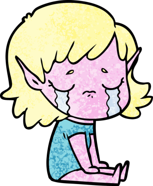 Bir insan tarafından çizilmiş ağlayan elf kızı.