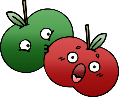 Bir insan tarafından çizilmiş bir çift elmanın gölgeli çizimi