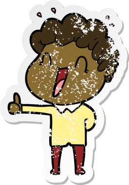 Bir insan tarafından çizilmiş mutlu bir adamın sıkıntılı çıkartması.