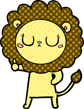 Bir insan tarafından çizilmiş çizgi film aslanı.