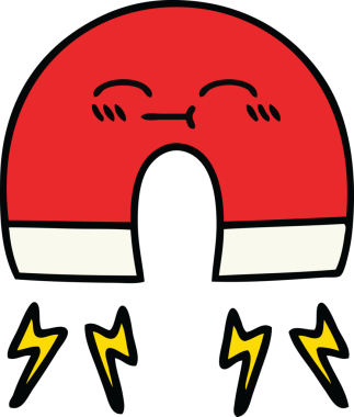 Bir insan tarafından çizilmiş şirin bir mıknatıs karikatürü