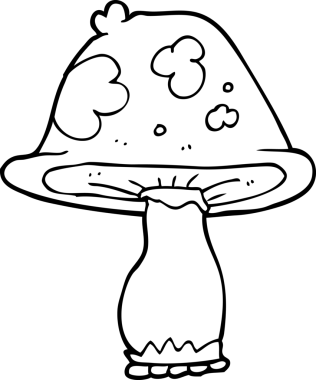 Bir insan tarafından çizilmiş siyah beyaz mantar.