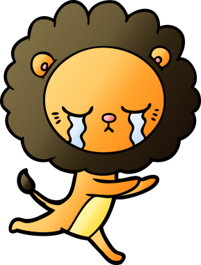 Bir insan tarafından çizilmiş ağlayan çizgi film aslanı.