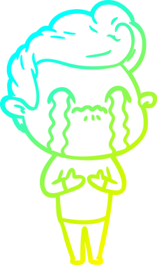 Bir insan tarafından çizilmiş ağlayan bir çizgi film karakteri çizimi.