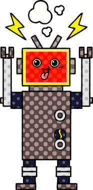 bir insan tarafından çizilmiş bir robotun çizgi roman tarzı