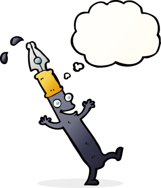 Bir insan tarafından çizilmiş düşünce balonlu kalem karakteri.