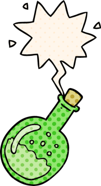 bir insan tarafından çizilmiş çizgi roman tarzında konuşma baloncuğu olan karikatür iksiri