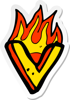 Bir insan tarafından çizilmiş yanan bir karikatür çıkartması.