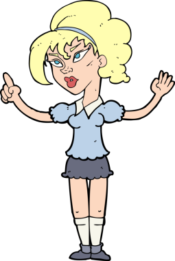 Bir insan tarafından çizilmiş bir fikri olan karikatür kadın.