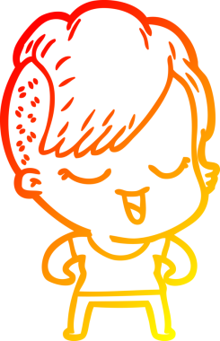 Bir insan tarafından çizilmiş mutlu bir çizgi film kızı çizimi