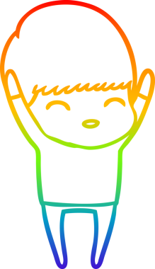 gökkuşağı gradyanı çizimi bir insan tarafından çizilmiş mutlu bir çizgi film çocuğu