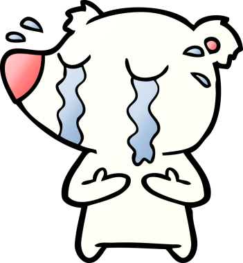 Bir insan tarafından çizilmiş üzgün küçük kutup ayısı çizgi filmi.