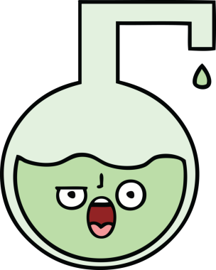 Bir insan tarafından çizilmiş bilimsel bir deneyin sevimli karikatürü.