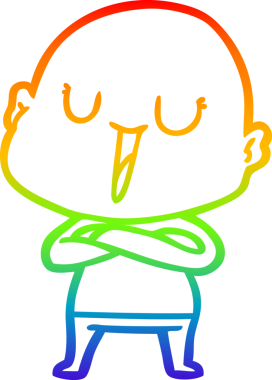 gökkuşağı gradyan çizimi mutlu bir çizgi kel adamın çizimi bir insan tarafından çizildi