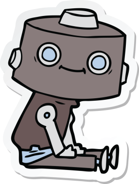 Bir insan tarafından çizilmiş robot karikatür çıkartması.