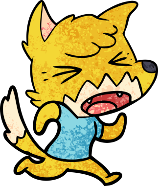 Bir insan tarafından çizilen kızgın tilki çizgi filmi