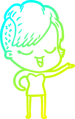 Bir insan tarafından çizilmiş mutlu çizgi film kızı çizimi.