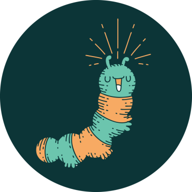 Bir insan tarafından çizilmiş mutlu tırtıl dövmesi ikonu.