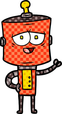 Bir insan tarafından çizilmiş çizgi film robotu