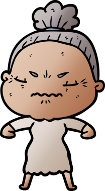 Çizgi film bir insan tarafından çizilmiş yaşlı bir kadın tarafından rahatsız edildi.