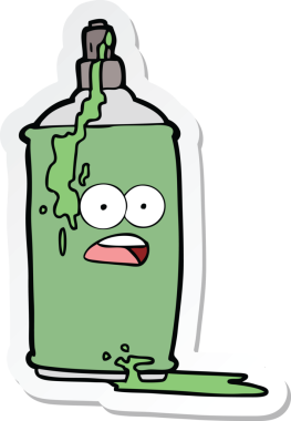 Bir insan tarafından çizilmiş bir sprey boya kutusunun etiketi.