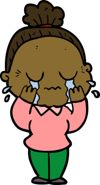 Bir insan tarafından çizilmiş ağlayan yaşlı kadın çizgi filmi.