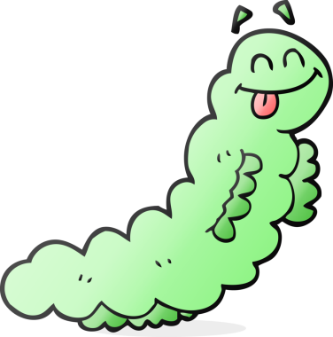 Bir insan tarafından çizilmiş karikatür tırtılı.