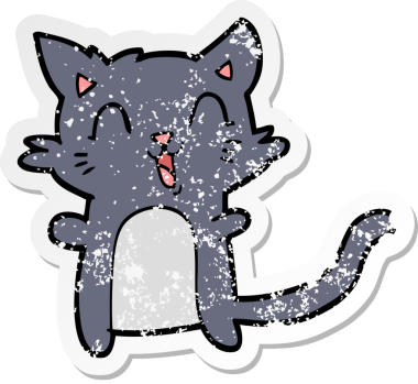 Bir insan tarafından çizilmiş mutlu bir kedinin sıkıntılı çıkartması.