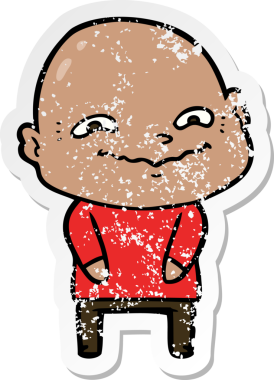 Bir insan tarafından çizilmiş ürkütücü bir çizgi filmin stresli çıkartması.