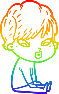 gökkuşağı gradyan çizimi bir insan tarafından çizilmiş bir karikatür kadın