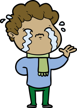 Bir insan tarafından çizilmiş ağlayan çizgi film adamı.