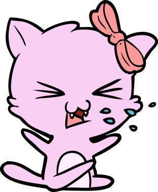 Bir insan tarafından çizilmiş çizgi film kedisi.