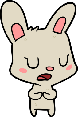 Bir insan tarafından çizilmiş çizgi film tavşanı konuşuyor.