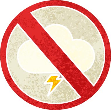 Bir insan tarafından çizilen fırtınaya izin verilmeyen retro illüstrasyon tarzı çizgi film