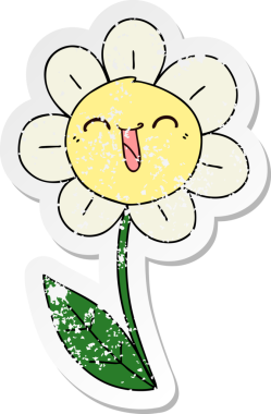 Bir insan tarafından çizilmiş garip bir el çiziminin hüzünlü çıkartması.