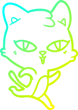 Bir insan tarafından çizilen çizgi film kedisinin soğuk gradyan çizgisi.