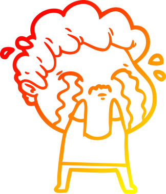 Bir insan tarafından çizilmiş ağlayan bir çizgi film karakteri çizimi.