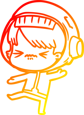 Bir insan tarafından çizilmiş kızgın bir uzay kızının sıcak çizgi çizimi